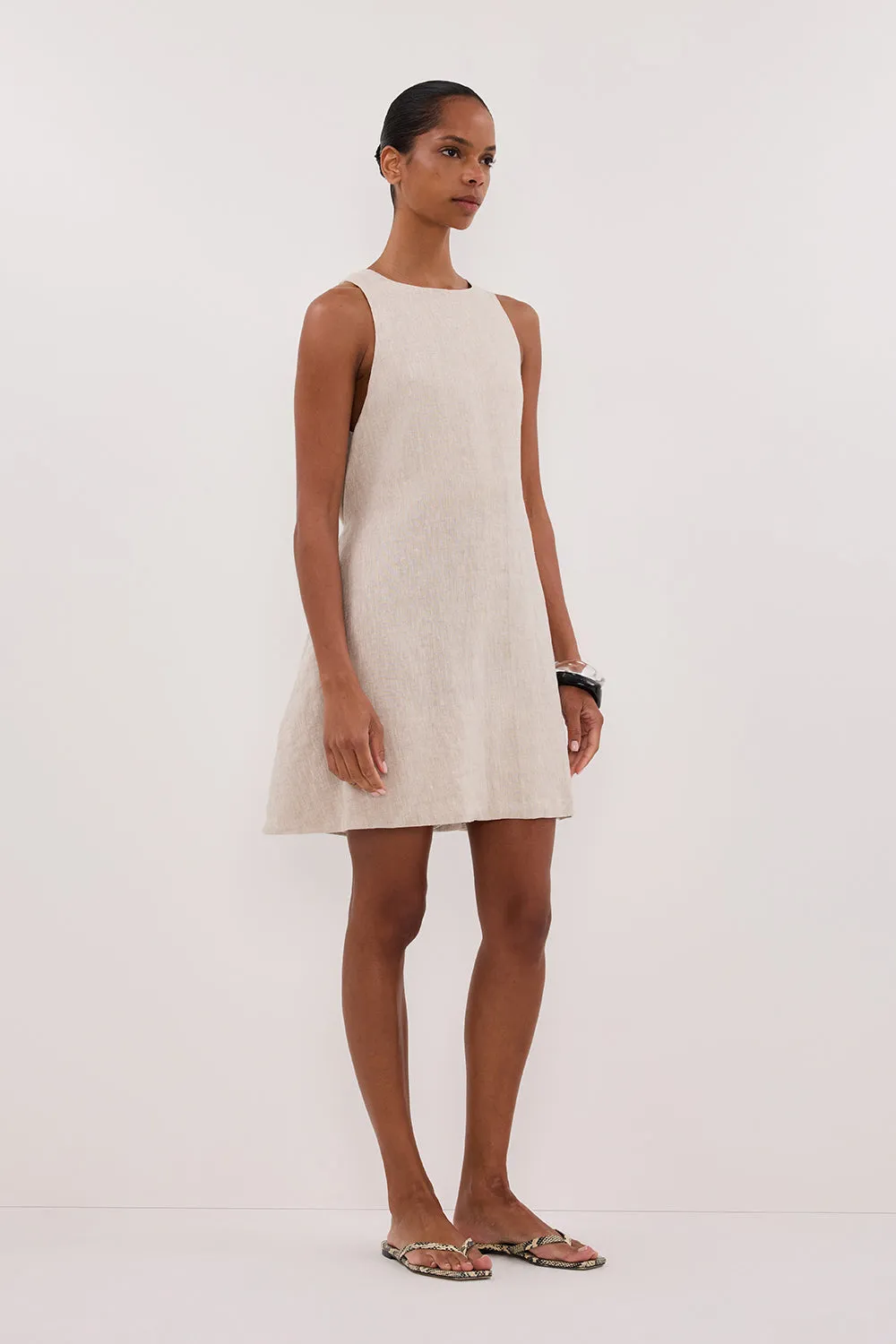 ISABELLE NATURAL MINI LINEN DRESS