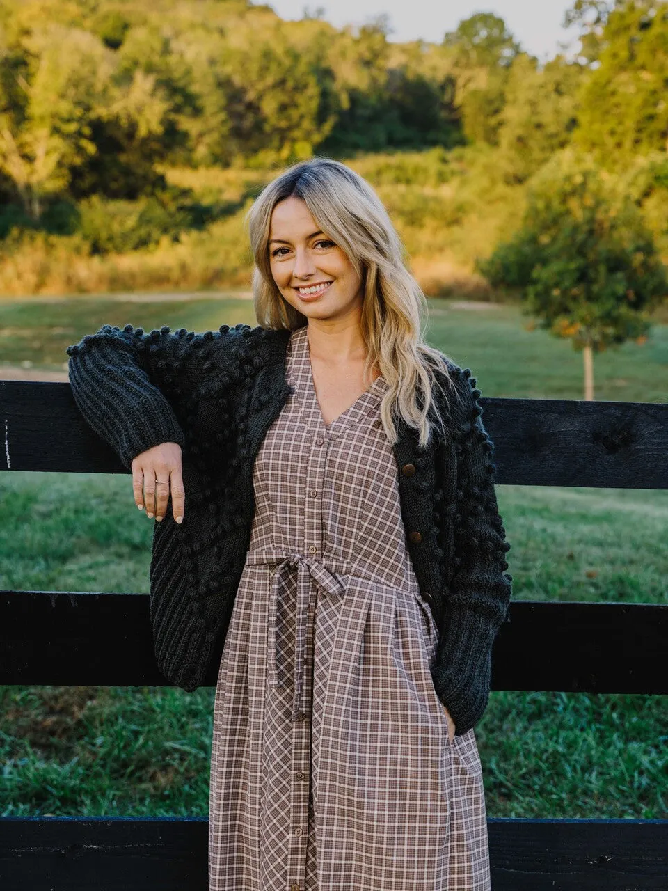 June Dress in Beige Plaid - XS, S, M Left