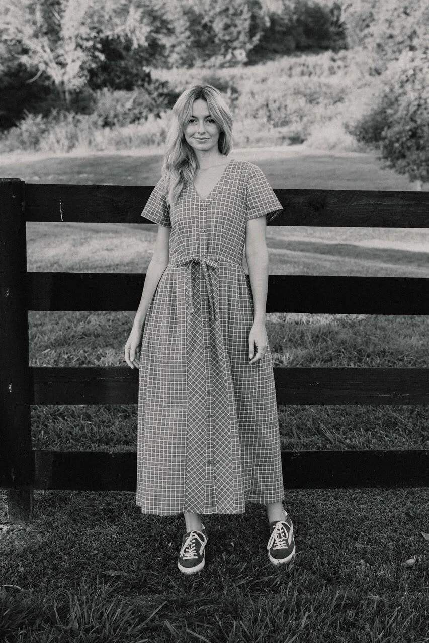 June Dress in Beige Plaid - XS, S, M Left