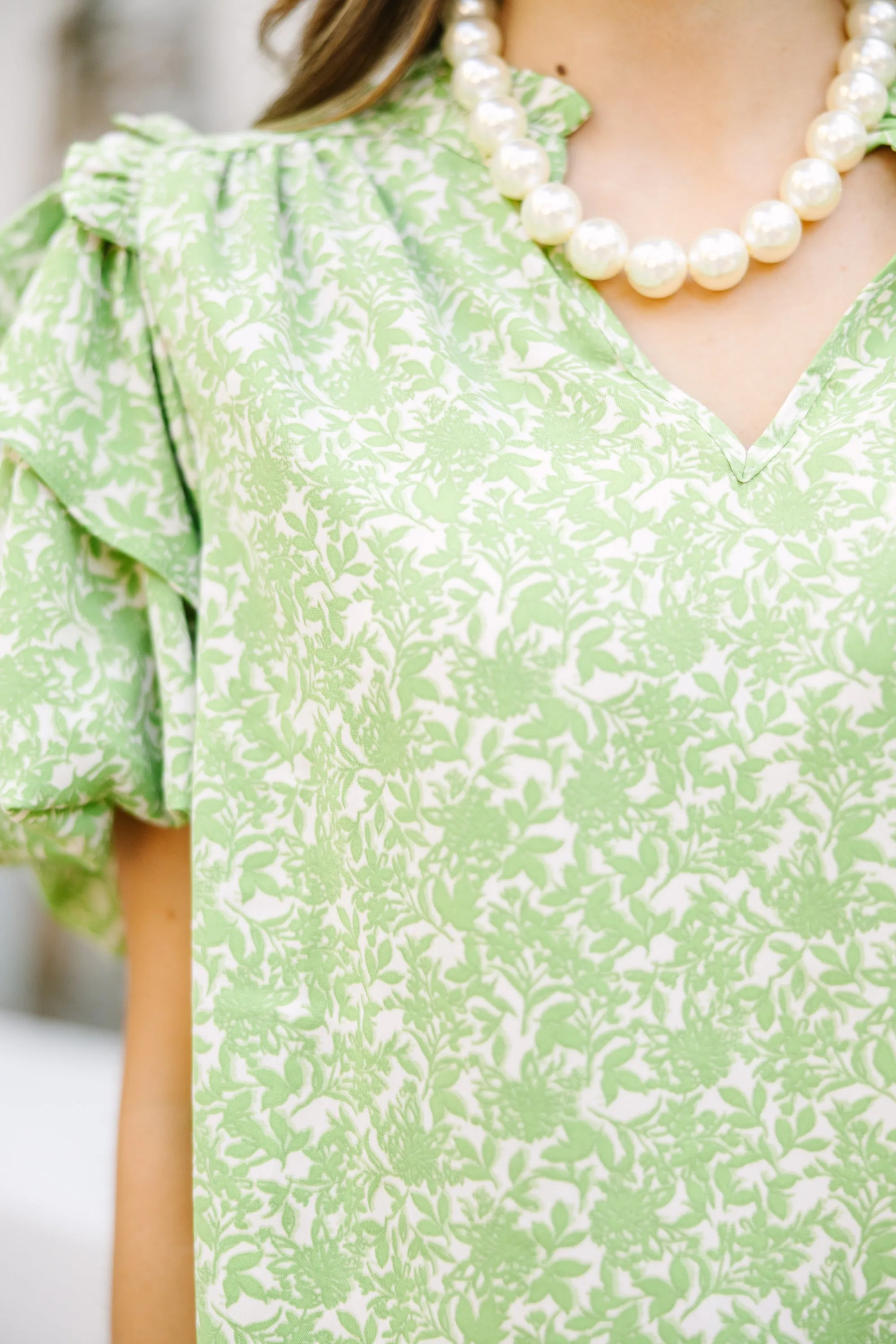 Just What You Thought Green Floral Blouse
