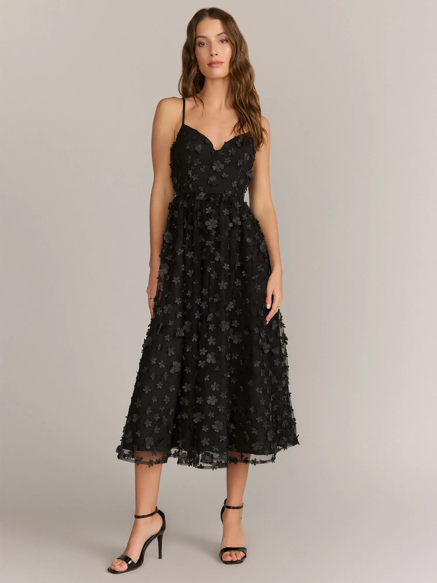 Lena 3D Floral Sweetheart Neck Dress - Brands We Love
