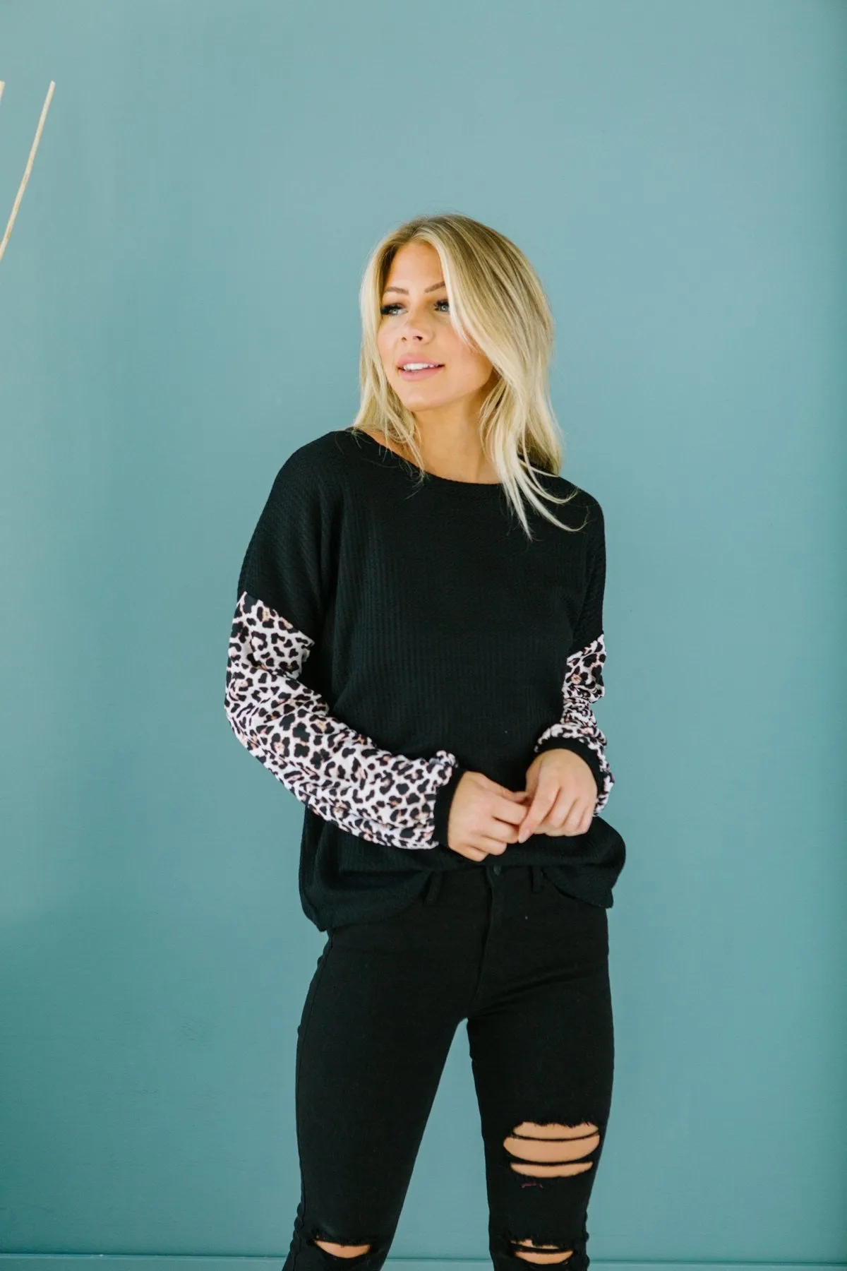 Leopard Sleeve Sweater