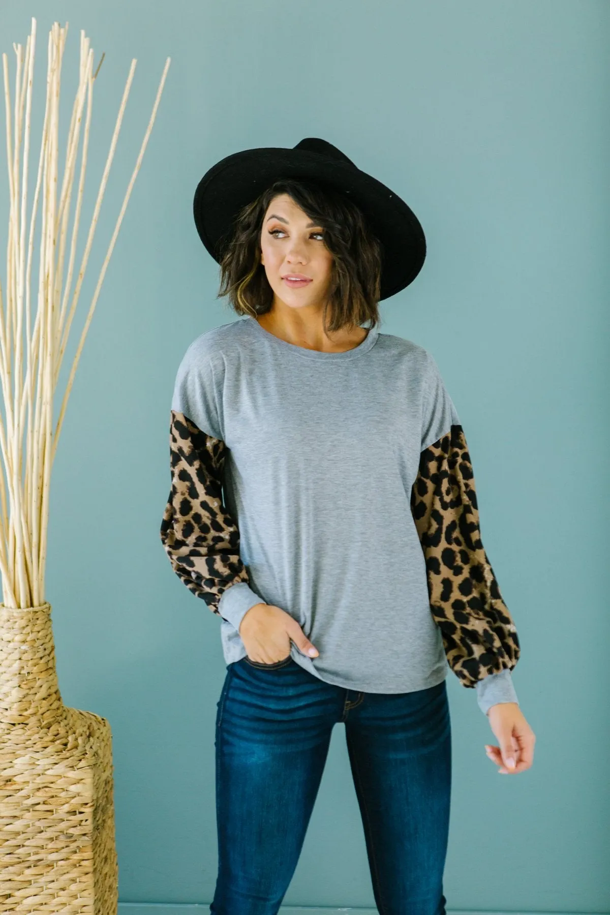 Leopard Sleeve Sweater