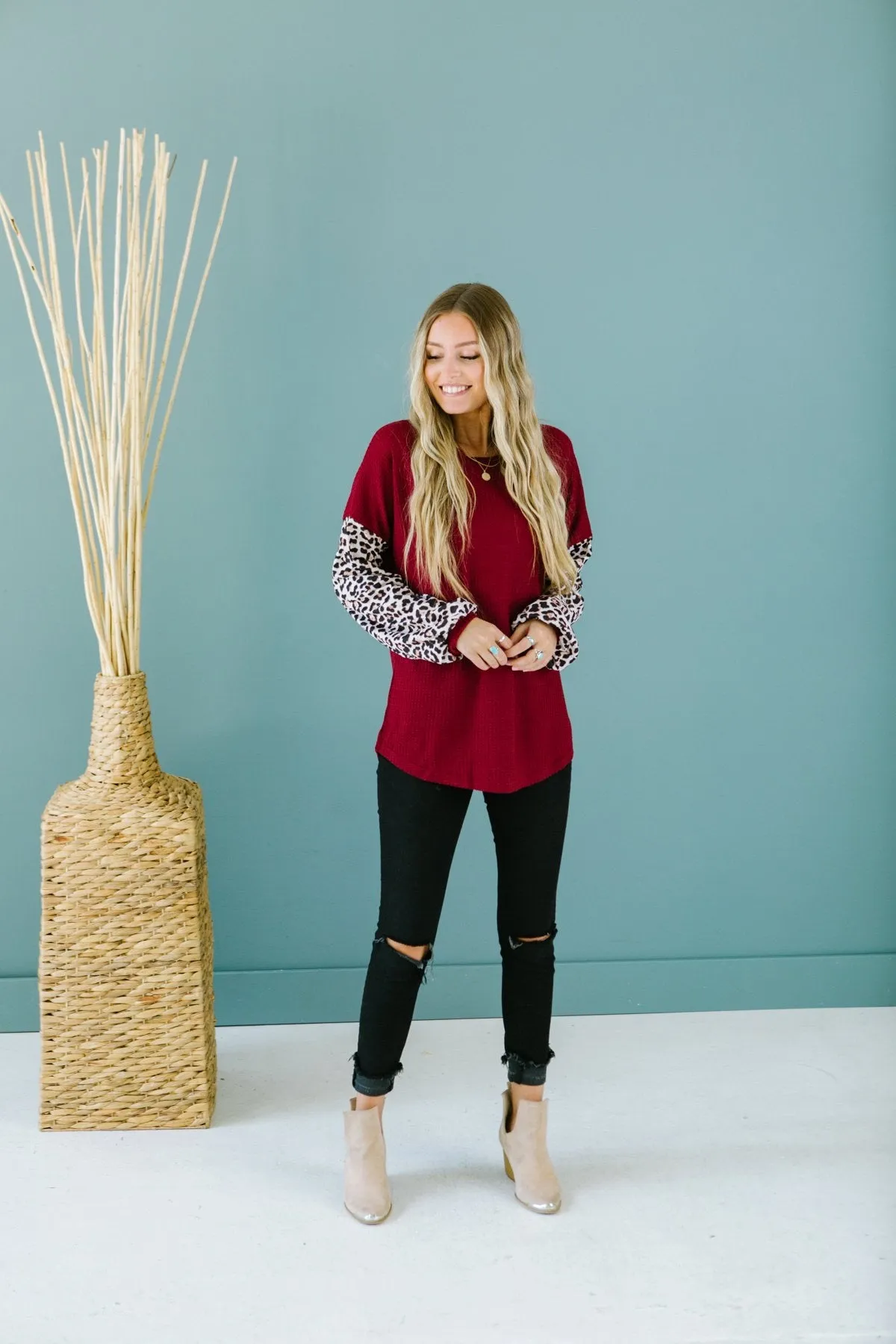 Leopard Sleeve Sweater