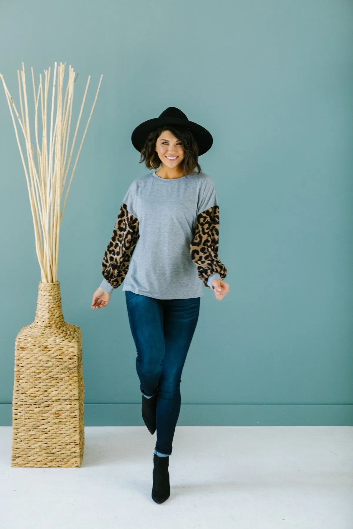 Leopard Sleeve Sweater