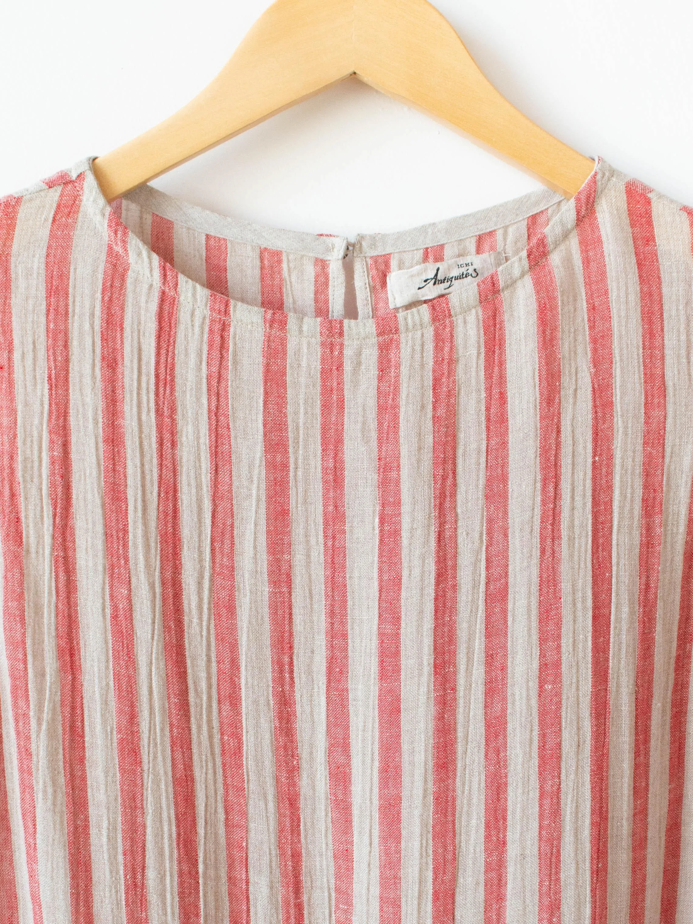 Linen Stripe Dress - Natural x Red