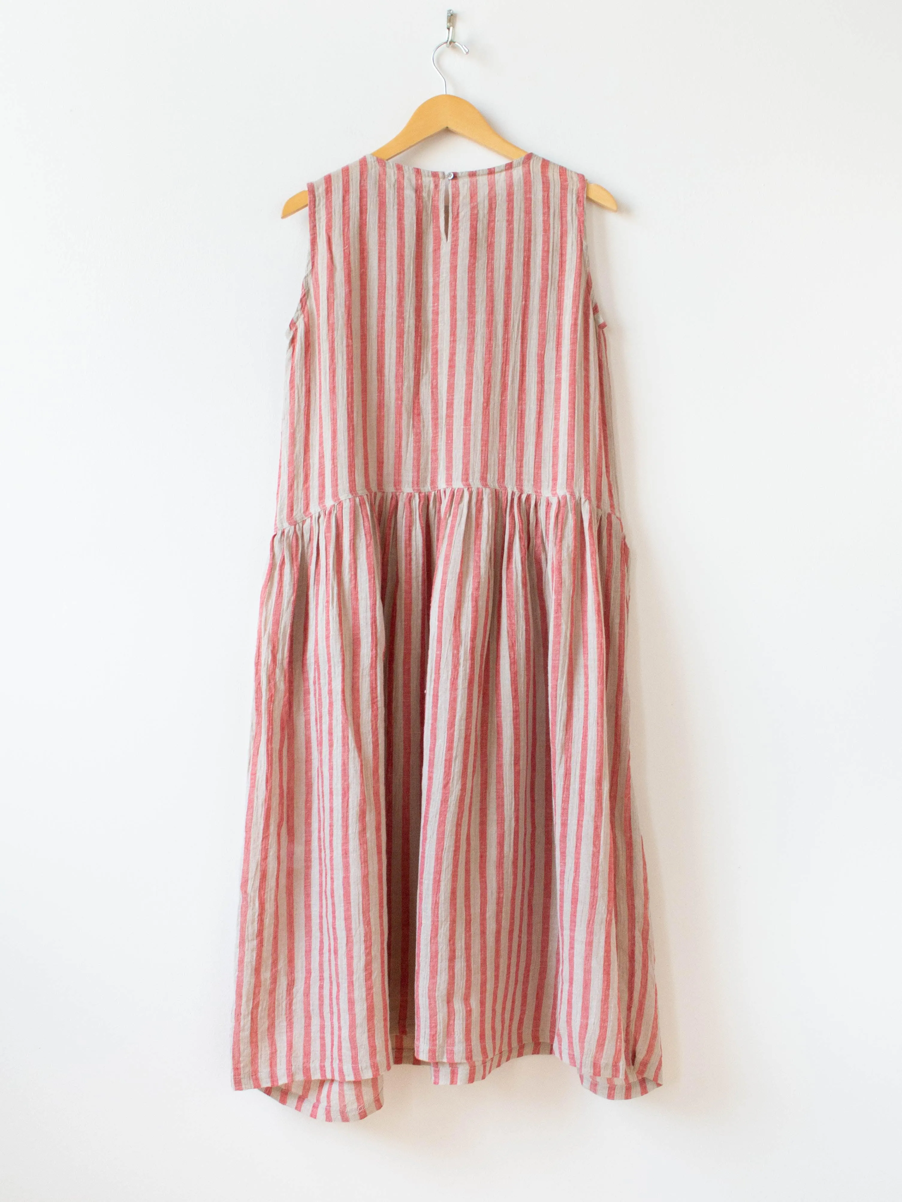Linen Stripe Dress - Natural x Red