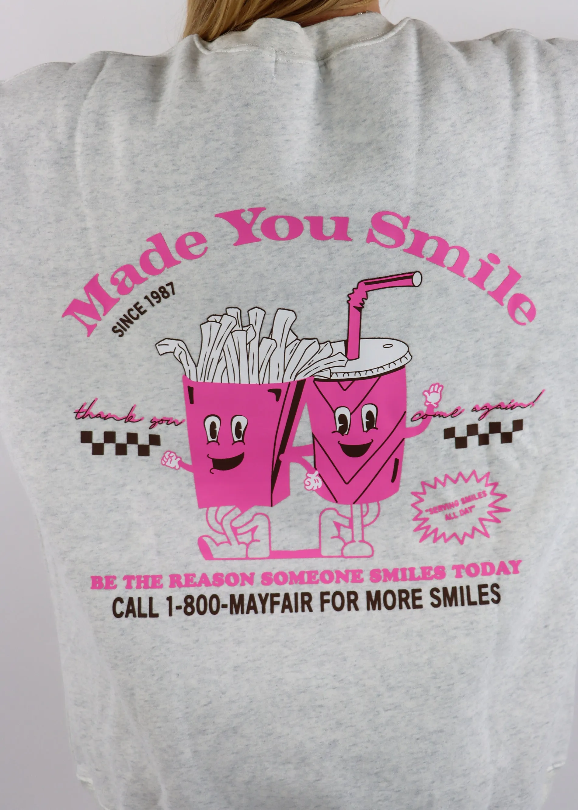 Mayfair Make You Smile Crewneck ★ Heather Grey