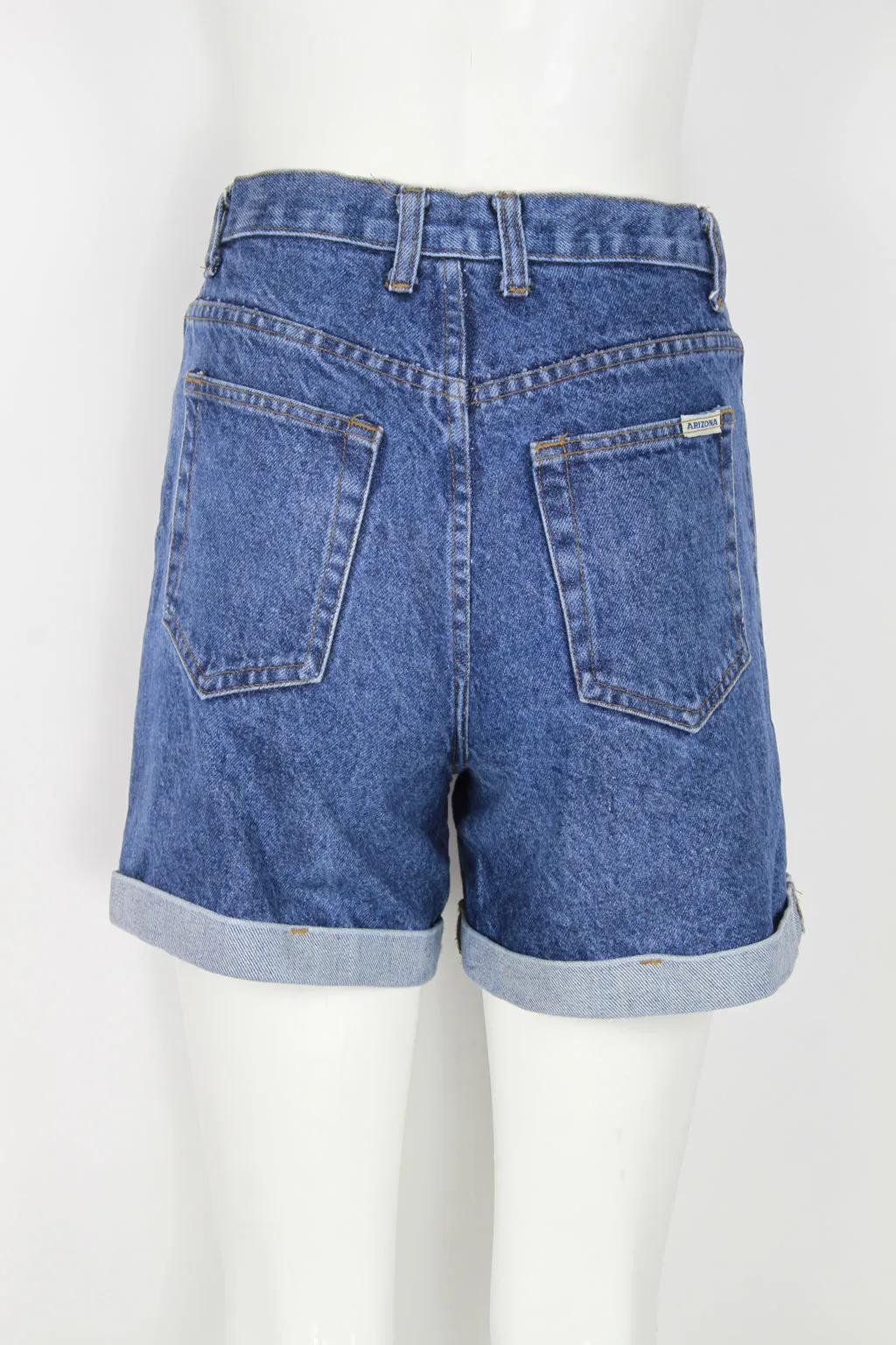 Mid blue turn up denim shorts - S