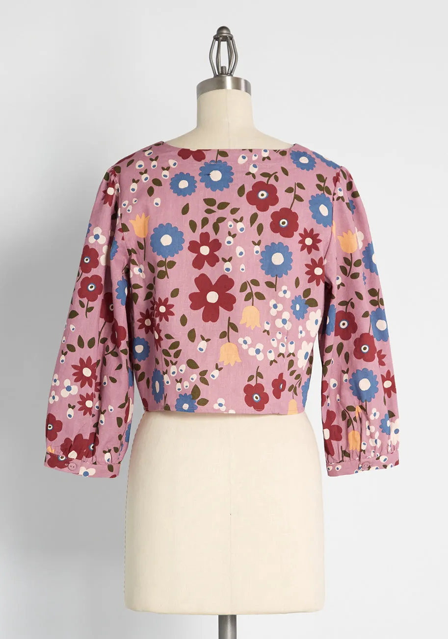 ModCloth x Princess Highway Floral Tie-Front Blouse