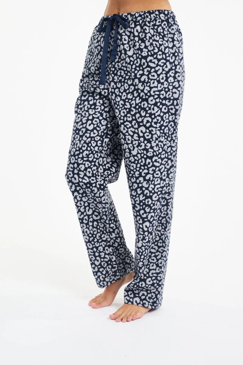 Morning Honey Brushed Cotton PJ Pant - Navy Animal
