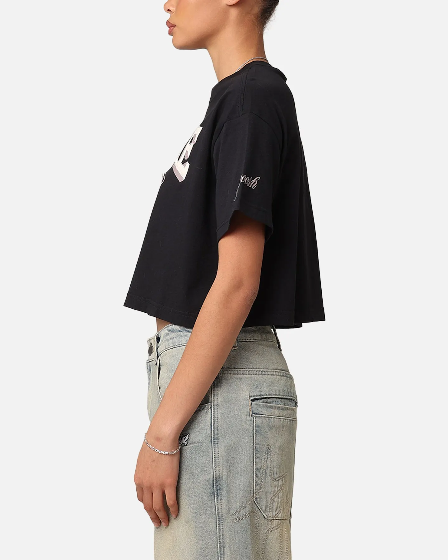 Nike Women's Sportswear Loose Varsity Cropped T-Shirt Black