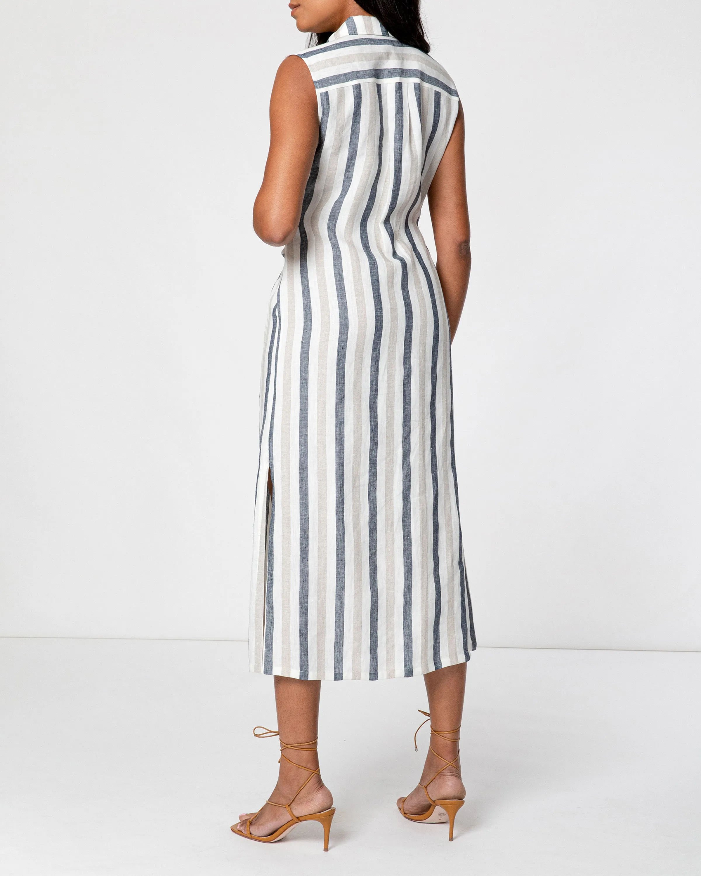 PATRICIA Sleeveless Shirt Dress with Waist Tie