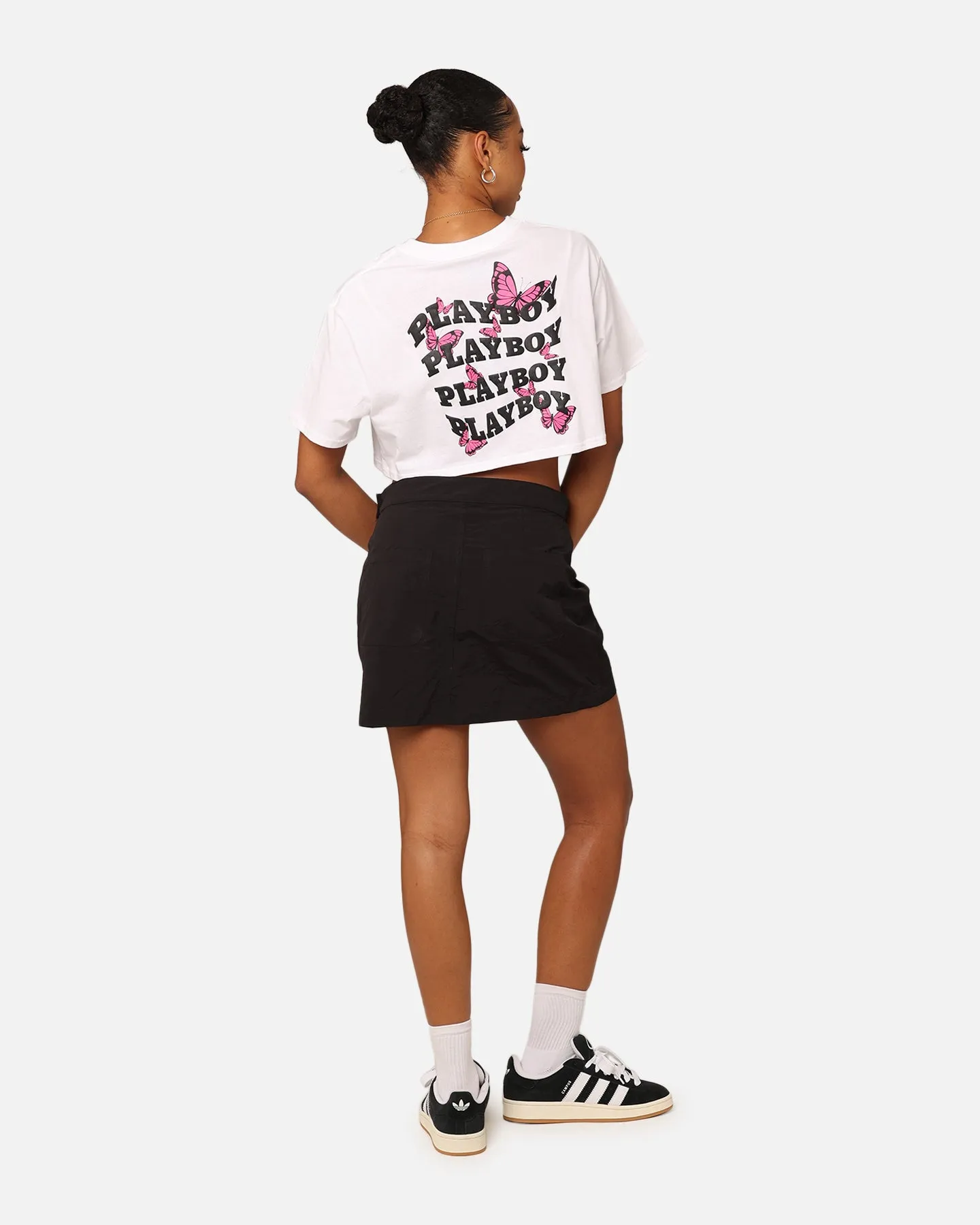 Playboy Women's Butterfly Cropped T-Shirt White