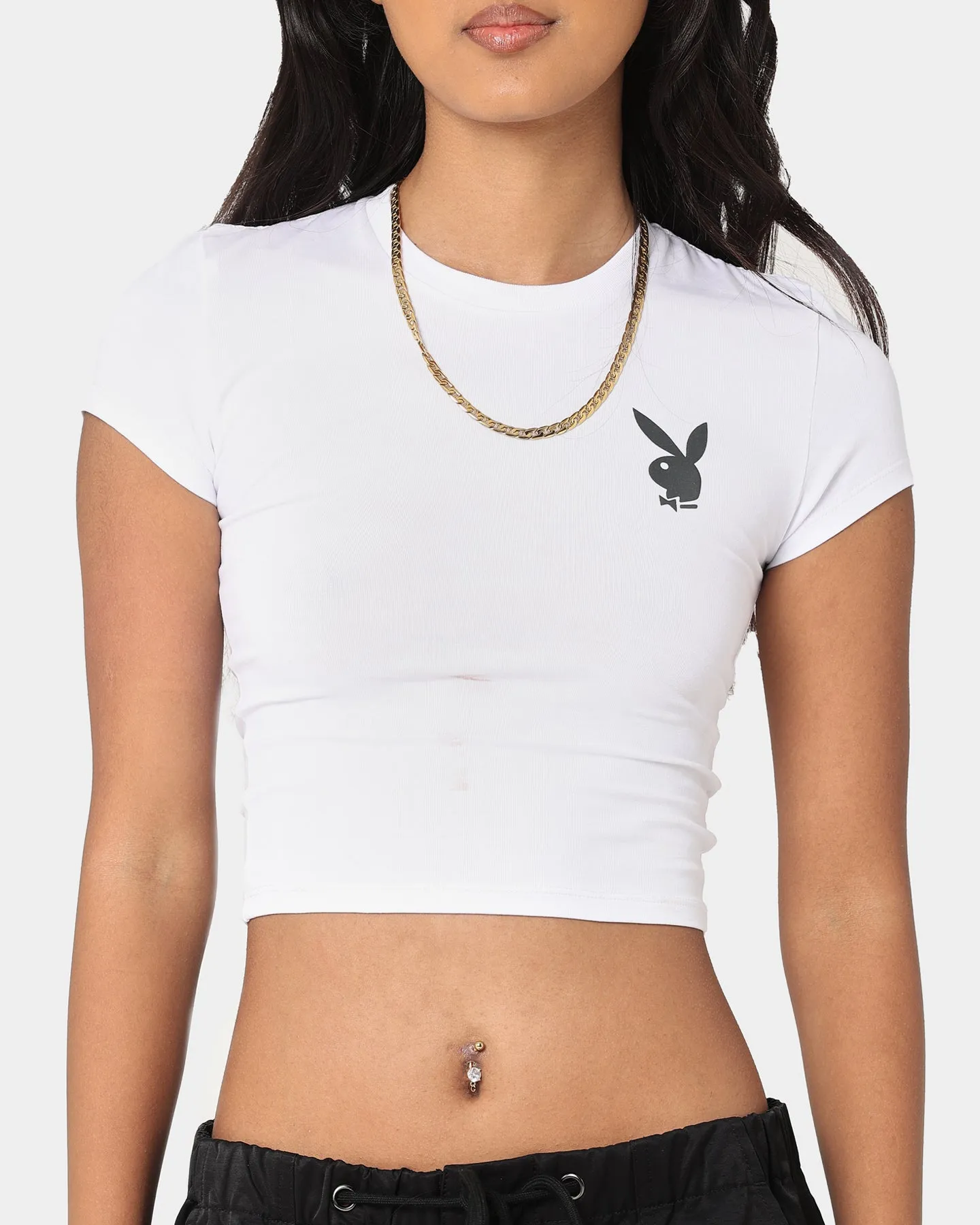 Playboy Women's Stack Baby T-Shirt White