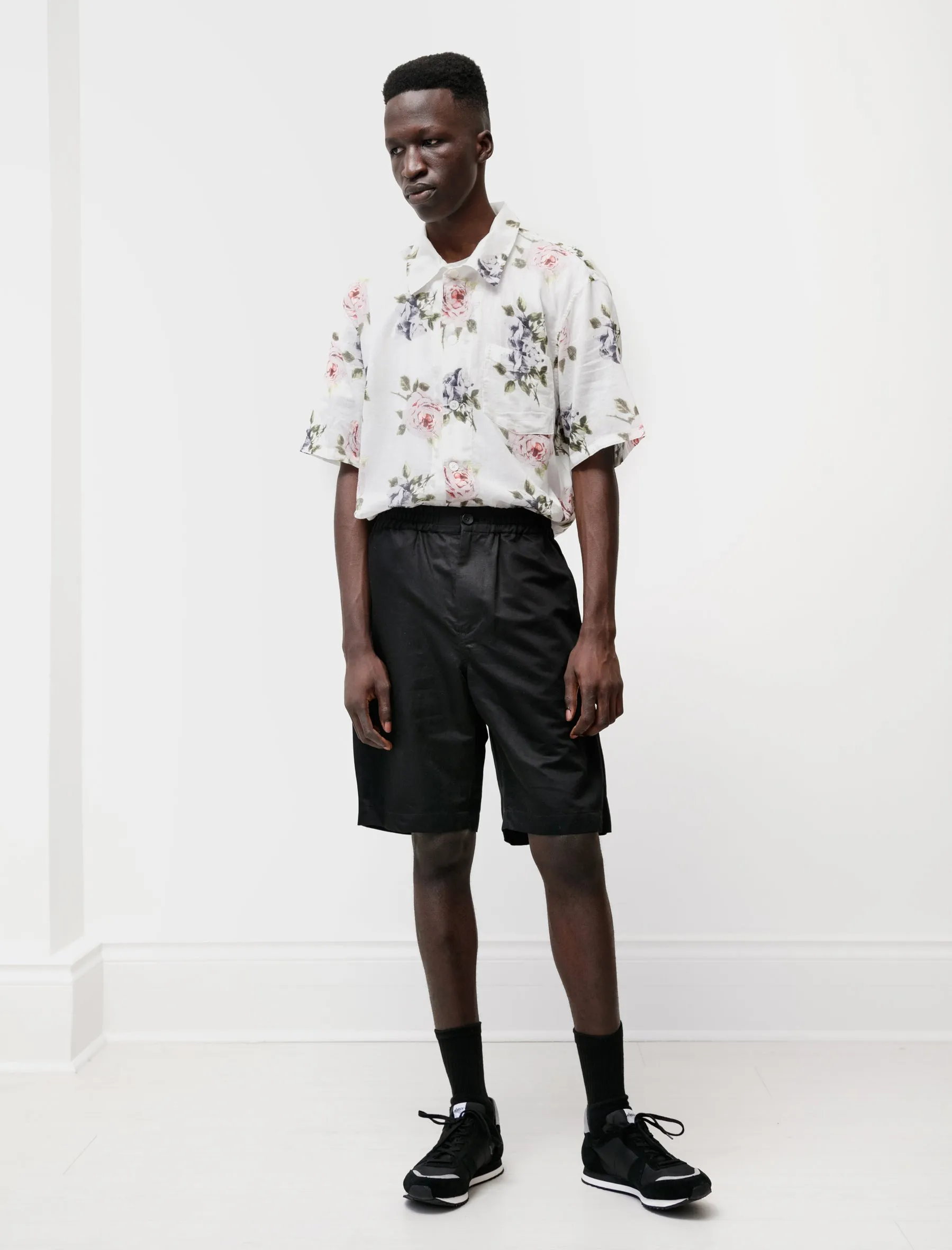 Relaxed Shorts Cotton Linen Silk Black