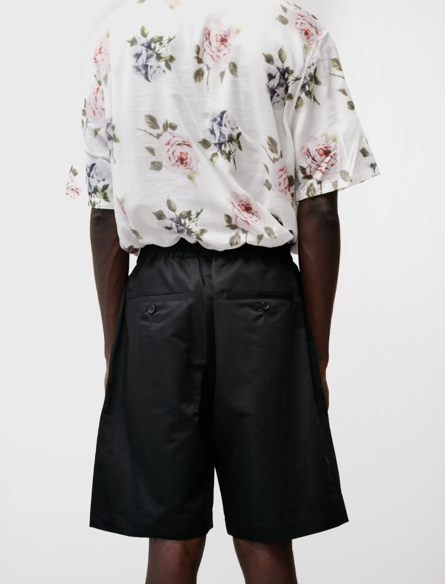 Relaxed Shorts Cotton Linen Silk Black