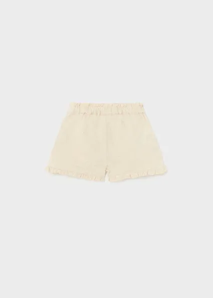 Ruffle Trim Linen Shorts