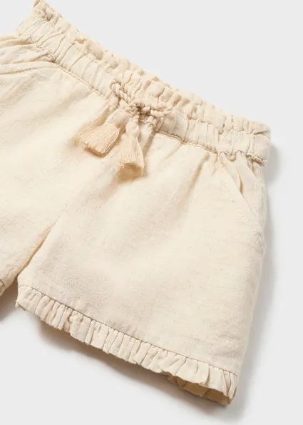 Ruffle Trim Linen Shorts