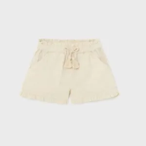 Ruffle Trim Linen Shorts