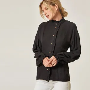 Ruffled Allure Button-up Blouse
