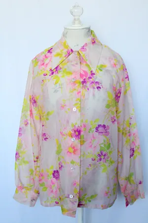 Sheer Floral Print Blouse