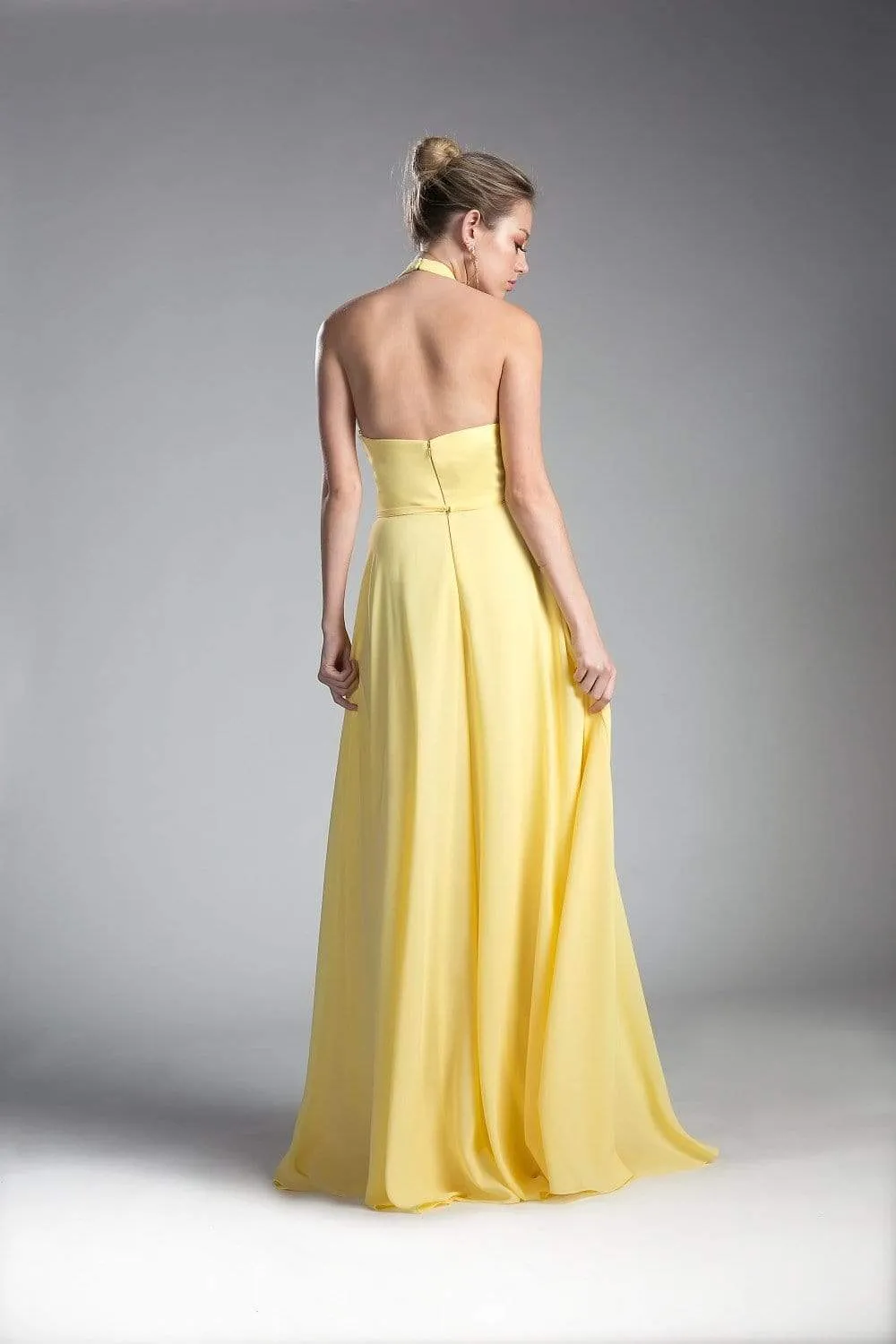 Sleeveless Sleek Halter A-line Dress