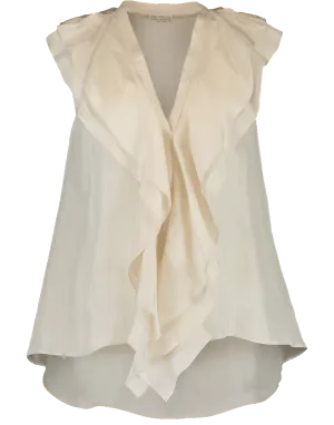 Sleeveless V-Neck Ruffle Top
