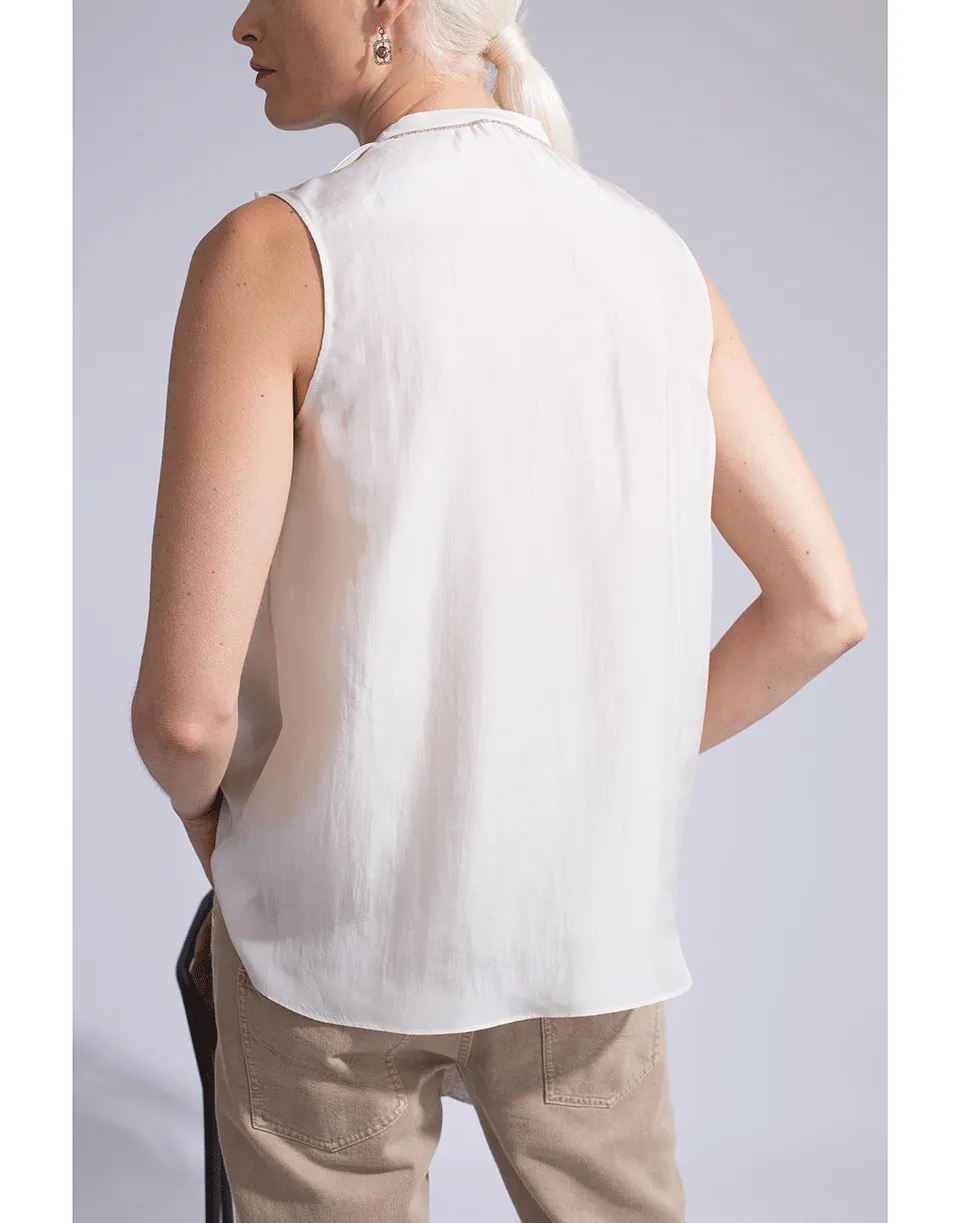 Sleeveless V-Neck Ruffle Top