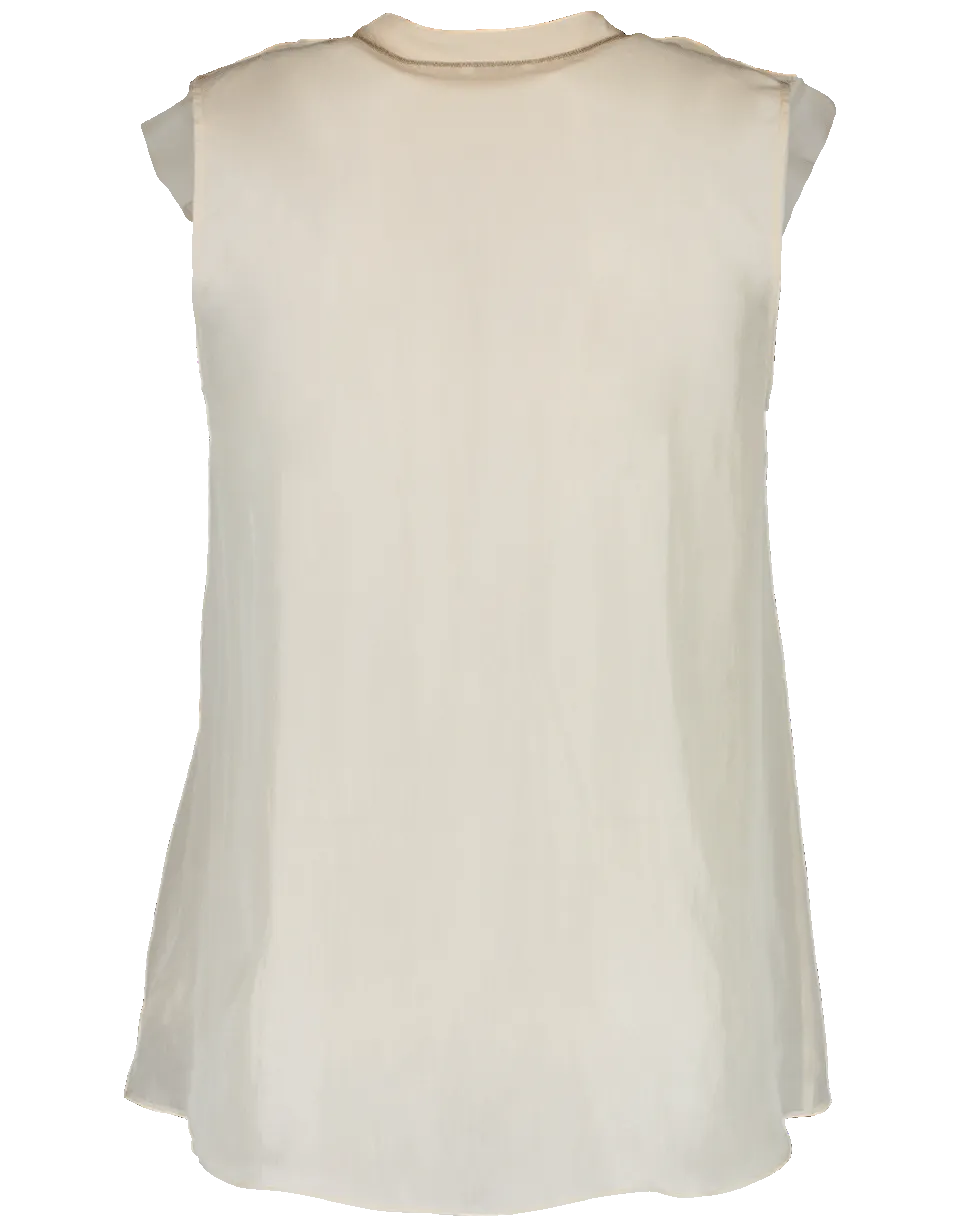 Sleeveless V-Neck Ruffle Top