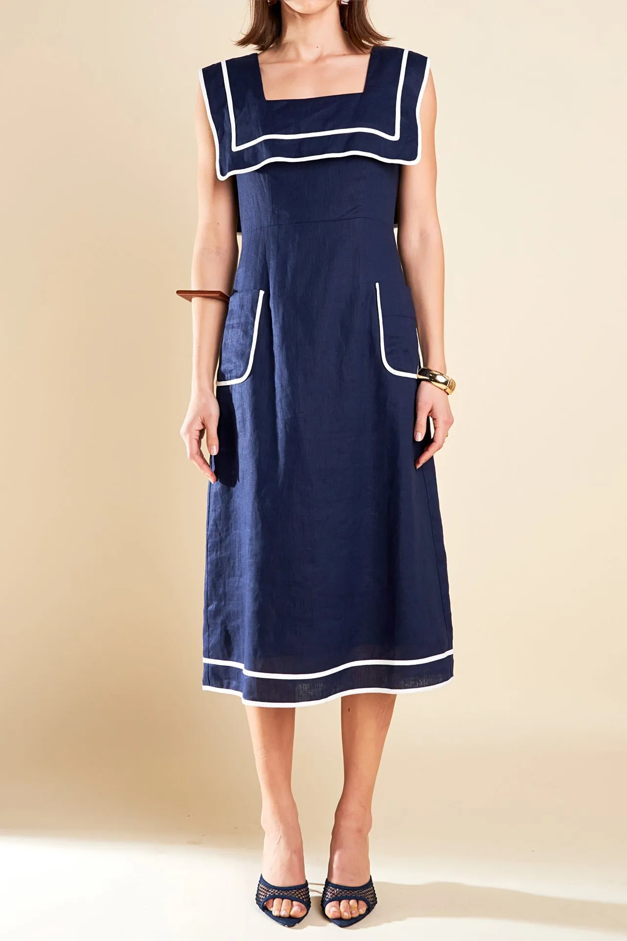 Square Neckline Midi Dress