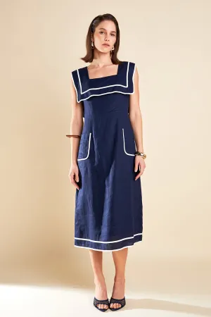 Square Neckline Midi Dress