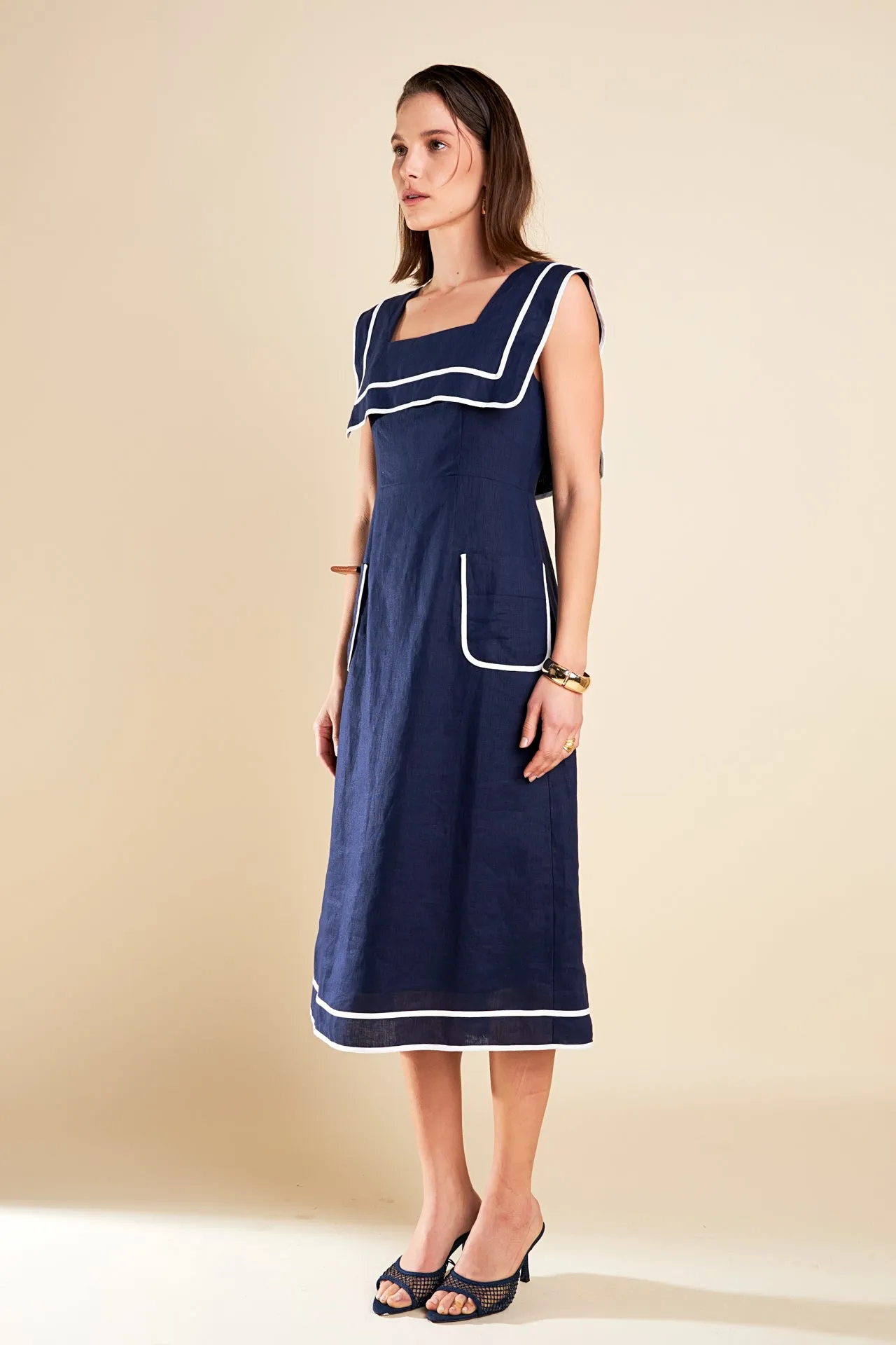 Square Neckline Midi Dress