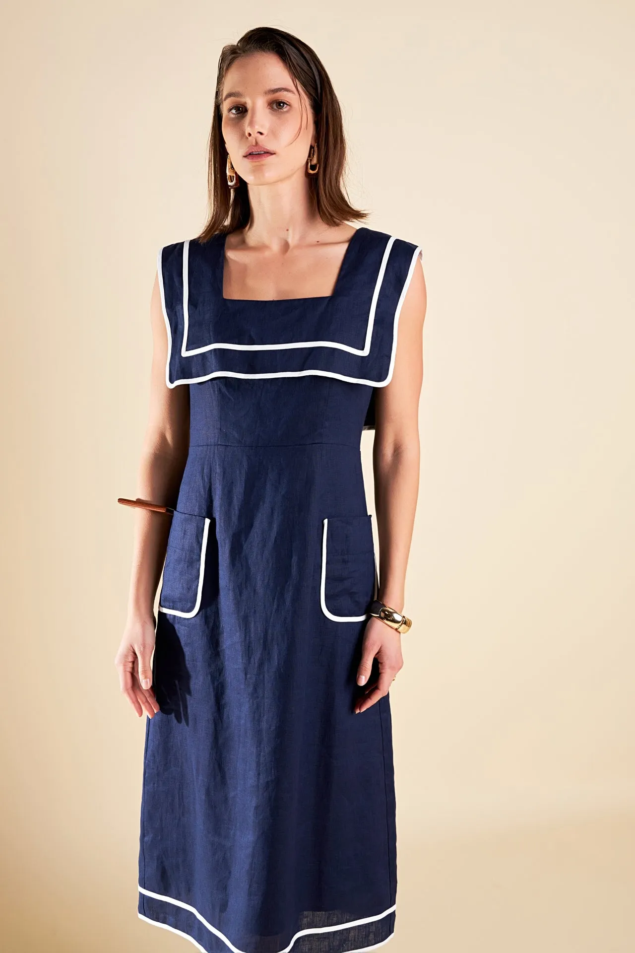 Square Neckline Midi Dress