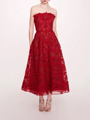 Strapless Corded Midi Dress