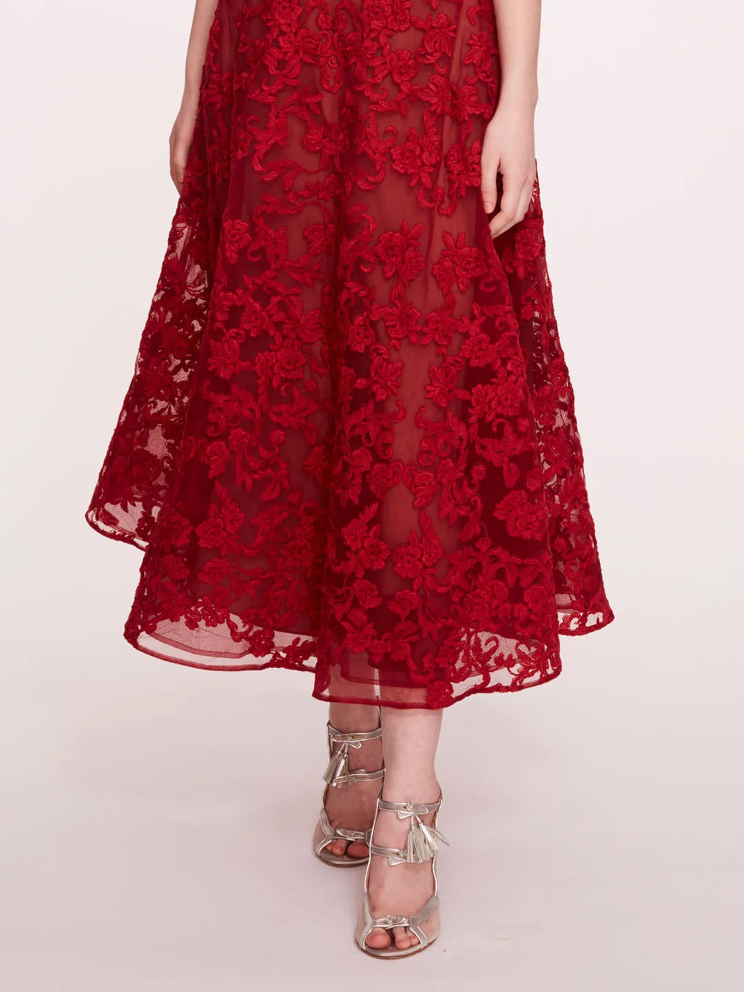 Strapless Corded Midi Dress