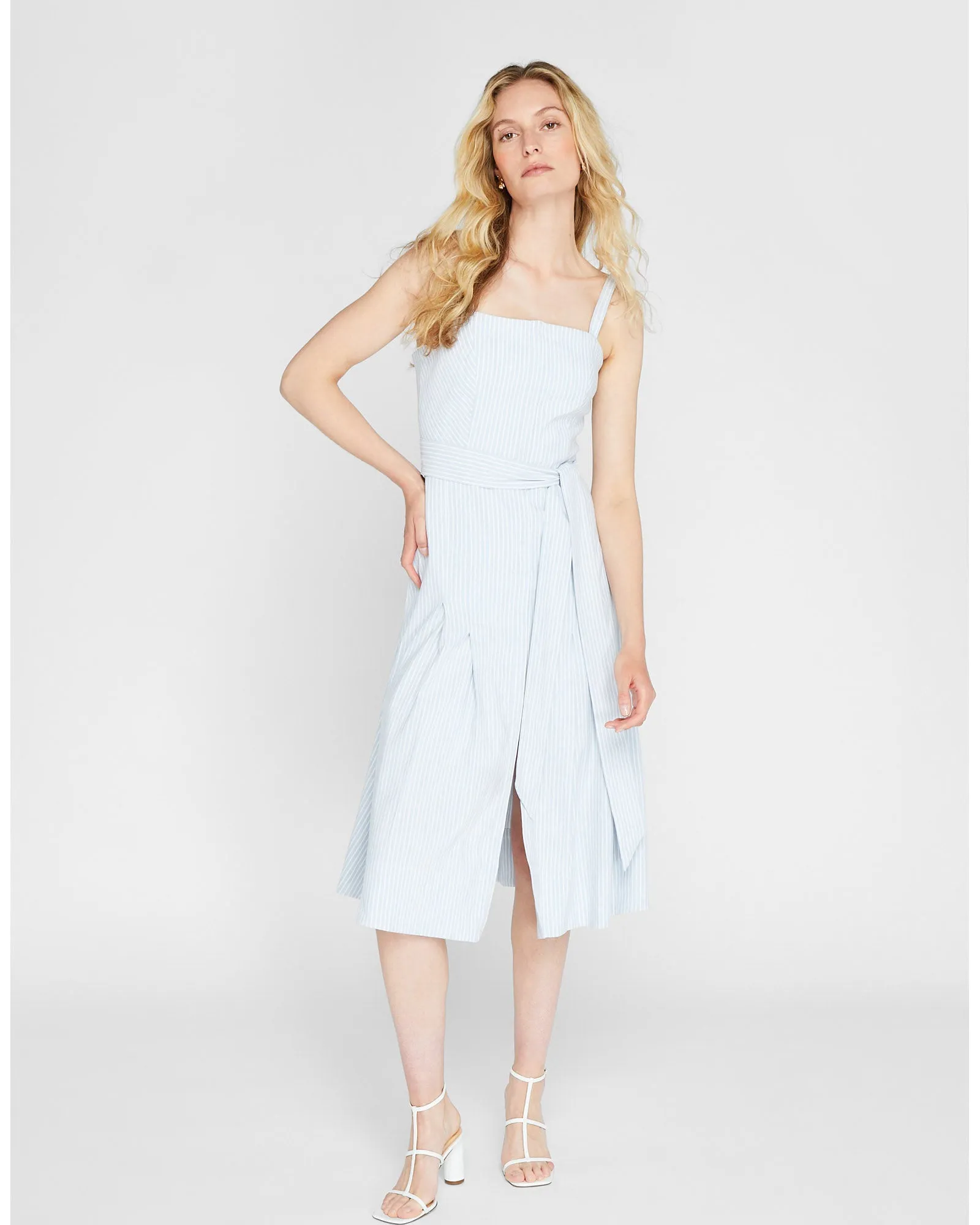 Stripe Linen Blend Midi Dress