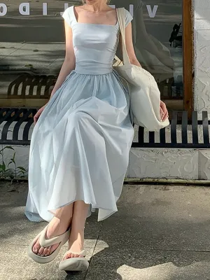 TastyHottie - Summer High Waist  Hollow Square Neck Knitted Long Dress