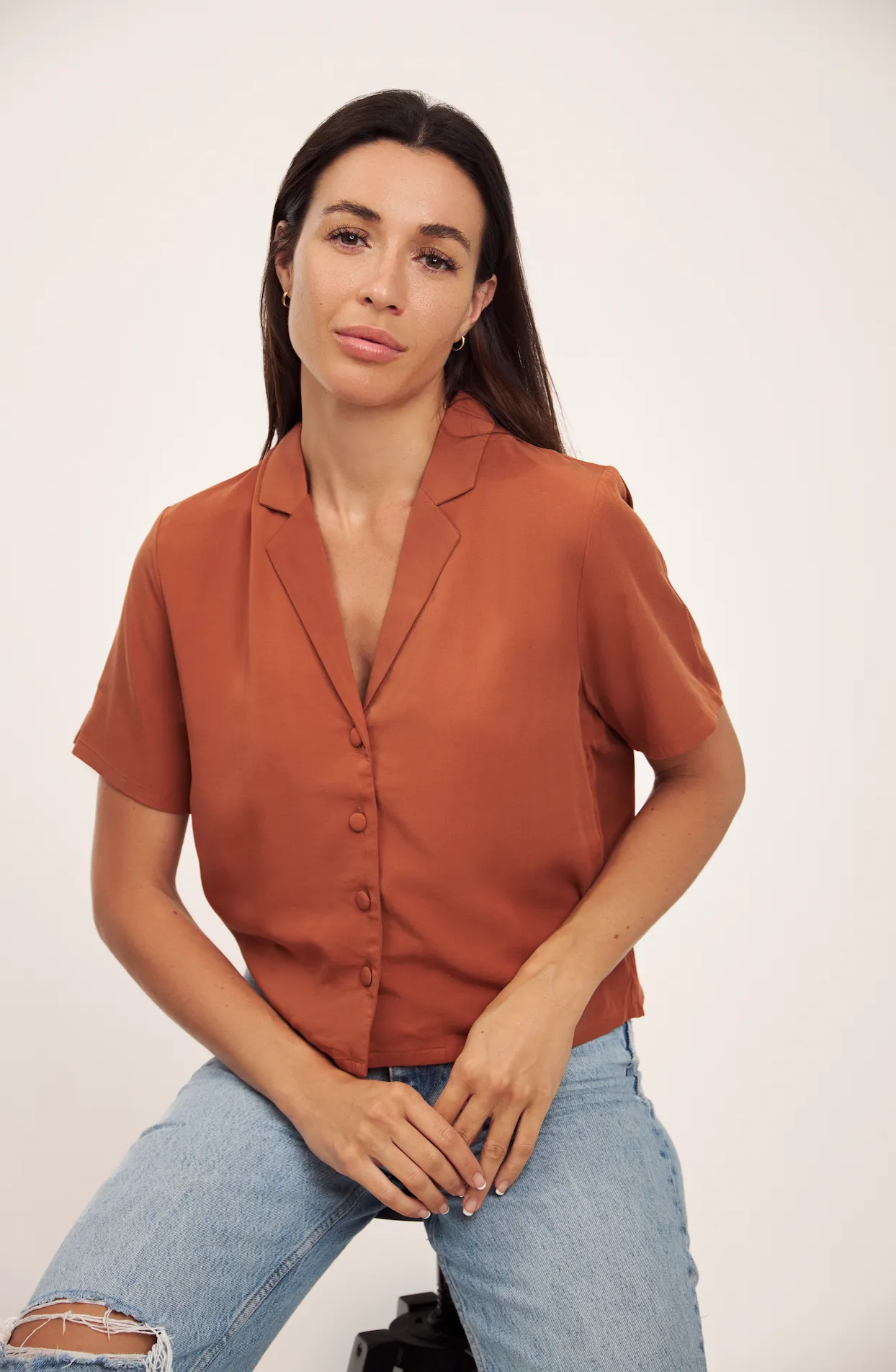 The Billie Cropped Shirt - Rust