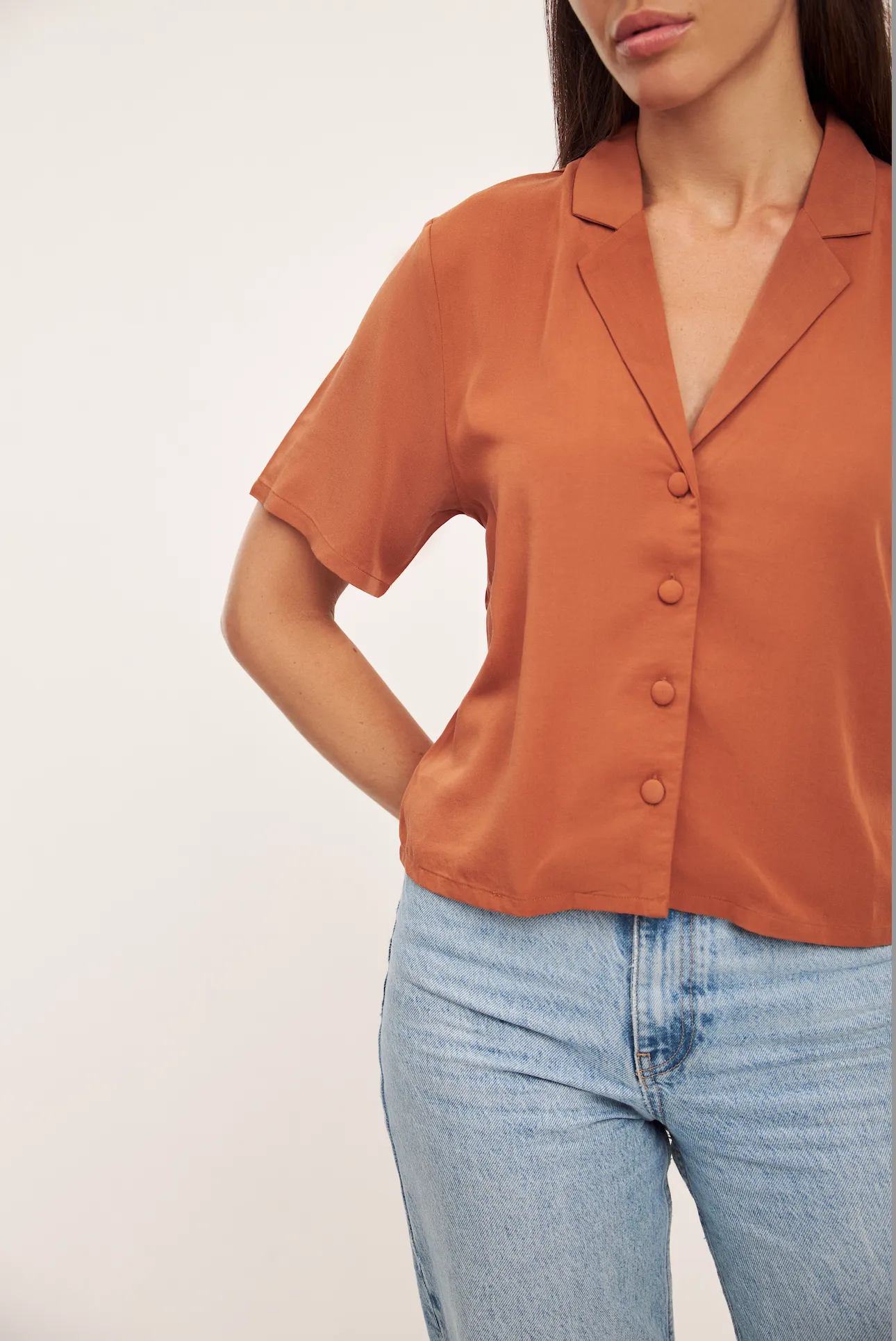 The Billie Cropped Shirt - Rust