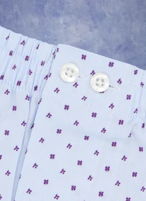 The Perfect Boxer Short in Purple Ditzy on Solid Blue