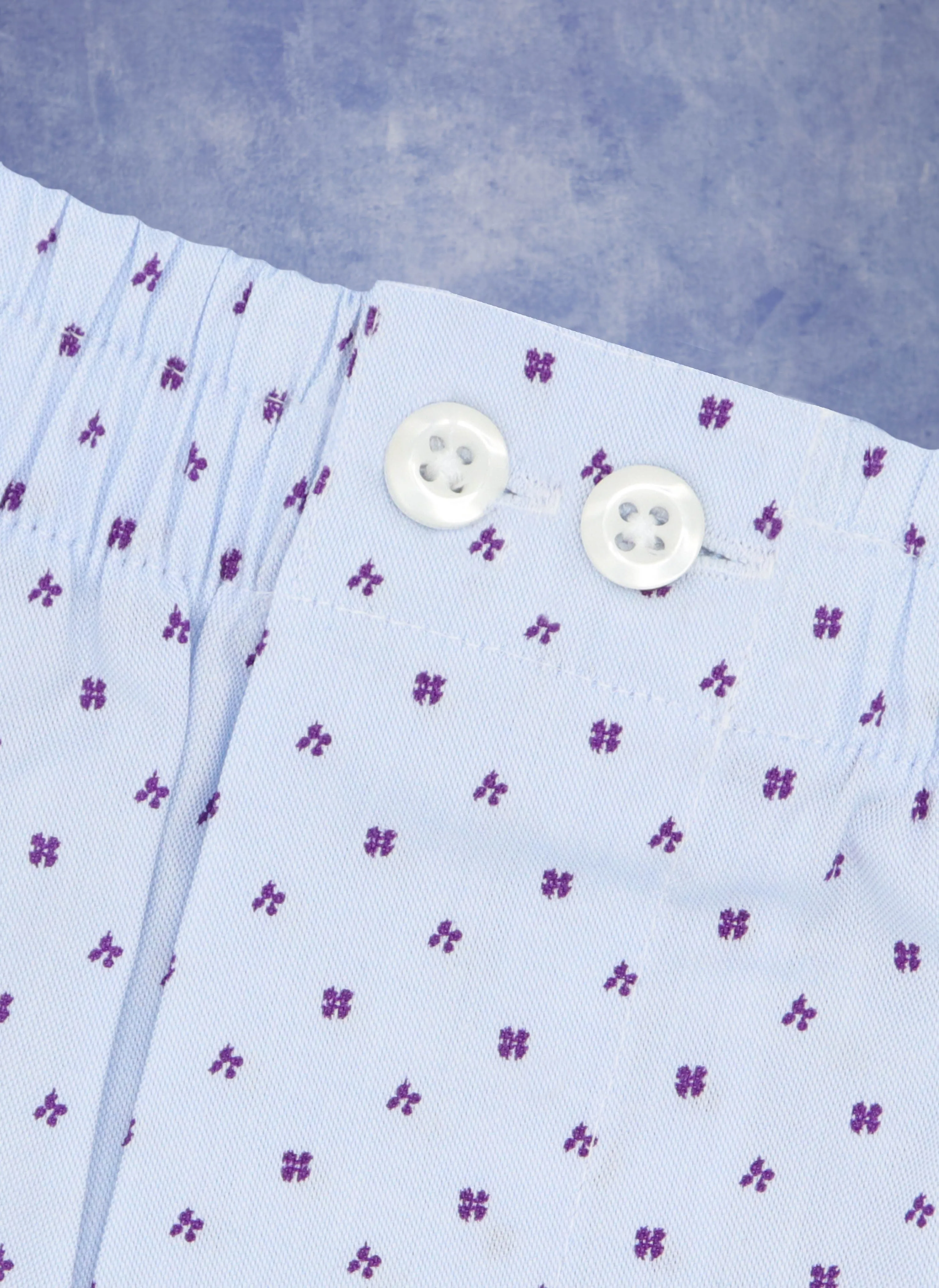 The Perfect Boxer Short in Purple Ditzy on Solid Blue