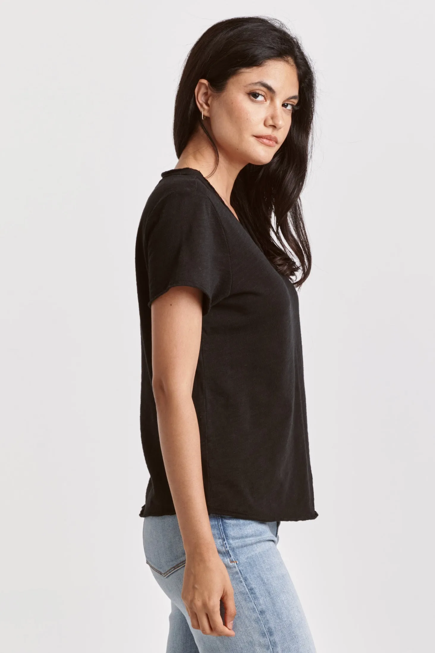 VANYA SHORT SLEEVE SLUB TEE BLACK