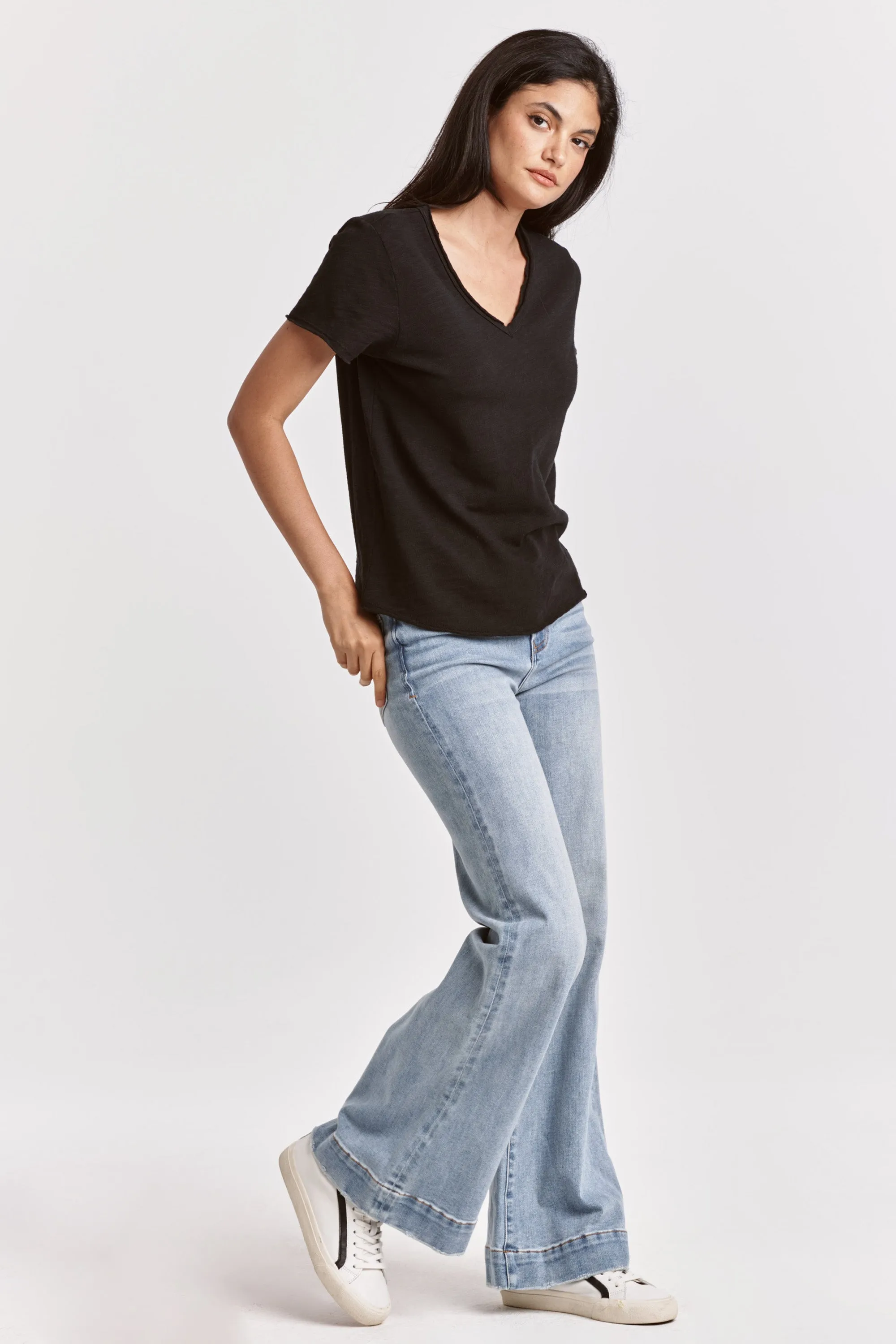 VANYA SHORT SLEEVE SLUB TEE BLACK