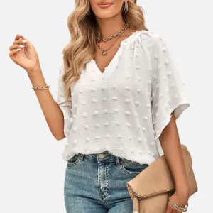 White Chiffon Blouse with Flare Sleeve