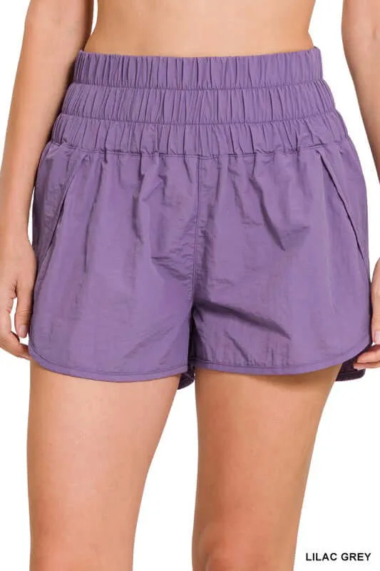 Windbreaker Smocked Running Shorts Activewear