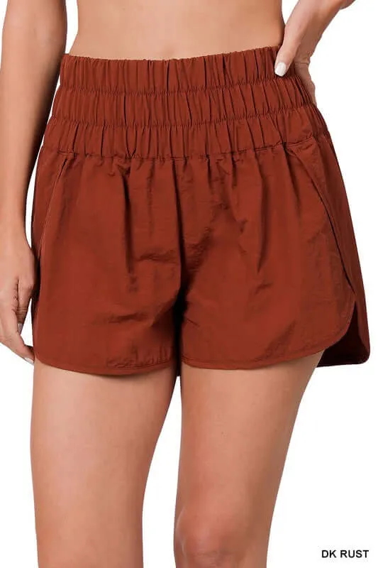 Windbreaker Smocked Running Shorts Activewear