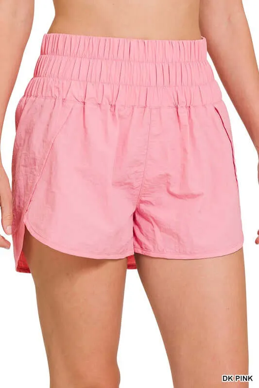Windbreaker Smocked Running Shorts Activewear